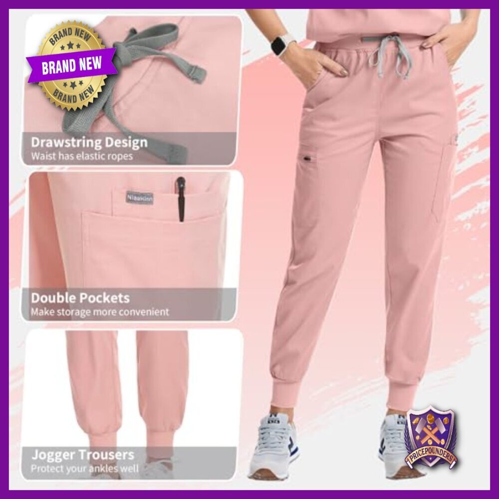 Women's Medical Scrub Set, Stretch Polyester, Stand-Up Collar, Size XXL - Picture 5 of 7